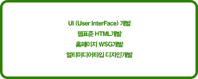 UI개발, 웹표진 HTML개발, 홈페이지 WSG개발, 멀티미디어타입 디자인개발